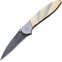 Полуавтоматический складной нож Santa Fe Kershaw Leek, дамасская сталь, рукоять сталь с накладкой из перламутра купить в Кирове