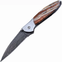 Полуавтоматический складной нож Santa Fe Kershaw Leek, дамасская сталь, рукоять сталь с накладкой из зуба мамонта купить в Кирове