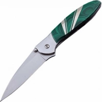 Полуавтоматический складной нож Santa Fe Kershaw Leek, сталь 14C28N, рукоять сталь с накладкой из малахита купить в Кирове