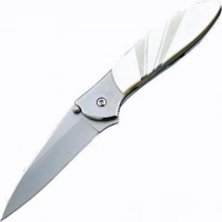 Полуавтоматический складной нож Santa Fe Kershaw Leek, сталь 14C28N, рукоять сталь с накладкой из перламутра купить в Кирове