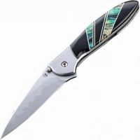 Полуавтоматический складной нож Santa Fe Kershaw Leek, сталь D2/14C28N, рукоять сталь с накладкой из зуба мамонта купить в Кирове