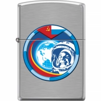 Зажигалка ZIPPO Гагарин с покрытием Brushed Chrome купить в Кирове