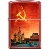 Зажигалка ZIPPO Красная Москва, латунь/сталь с покрытием Red Matte, красная, матовая, 36x12x56 мм купить в Кирове