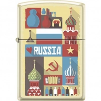 Зажигалка ZIPPO Открытка из России, латунь/сталь с покрытием Cream Matte, кремовая, 36x12x56 мм купить в Кирове