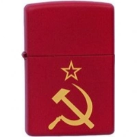 Зажигалка ZIPPO Серп и Молот Red Matte, латунь с порошковым покрытием, красная, матовая, 36х56х12 мм купить в Кирове